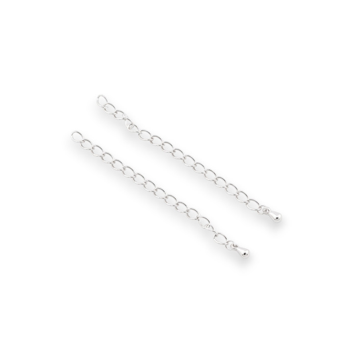 925 Silver Necklace Extension Chain 3.5mm Length 70mm 6pcs Rhodium Plated