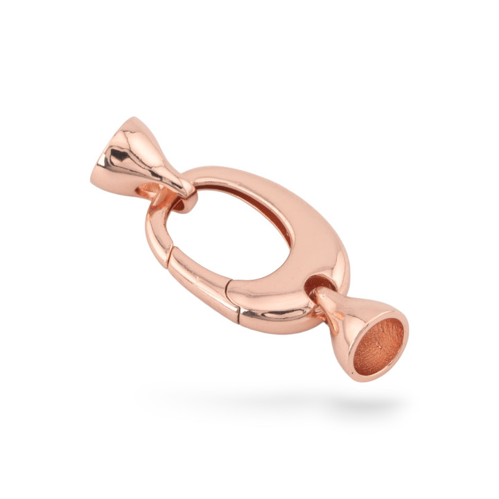 Chiusura A Scatto Di Argento 925 14x34mm Con Coppette 1pz Oro Rosa