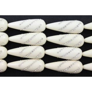 Gota 2 Agujeros Con Strass 15x40mm Pasta De Hueso 10uds