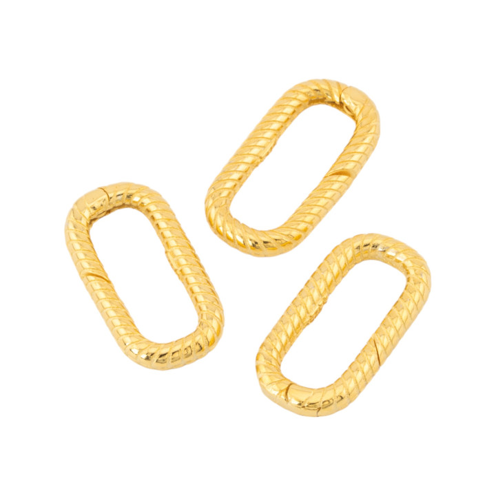 Chiusura A Scatto Di Argento 925 Rettangolo 9x17mm 3pz Dorato