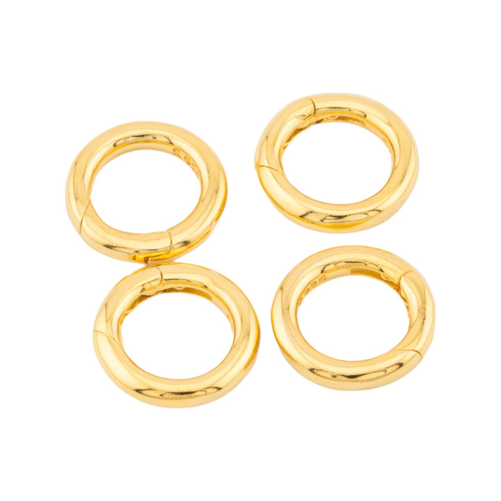 Fermoir Snap Rond en Argent 925 12mm 4pcs Doré