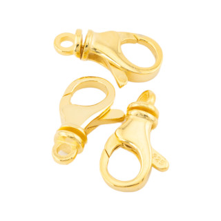 Chiusura Di Argento 925 A Moschettone 10x16mm 3pz Dorato