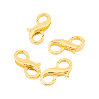 Chiusura Di Argento 925 A Moschettone Infinito Doppia Apertura 8x14mm 4pz Dorato