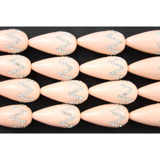 Gota 2 Agujeros Con Strass 16x30mm Rosa Coral Pasta 13uds