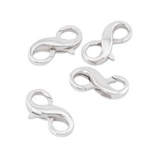 Ασημί 925 Διπλό Ανοιγόμενο Infinity Lobster κούμπωμα 8x14mm 4τμχ Ρόδιο