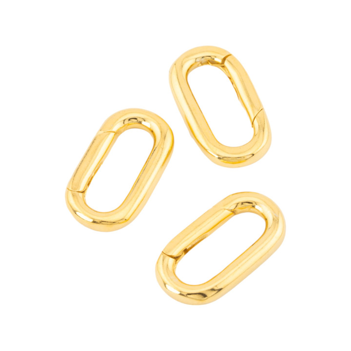 Chiusura Di Argento 925 A Scatto Ovale 9x17mm 3pz Dorato