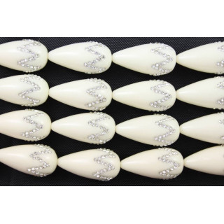 Gota 2 Agujeros Con Strass 16x30mm Pasta De Hueso 13uds