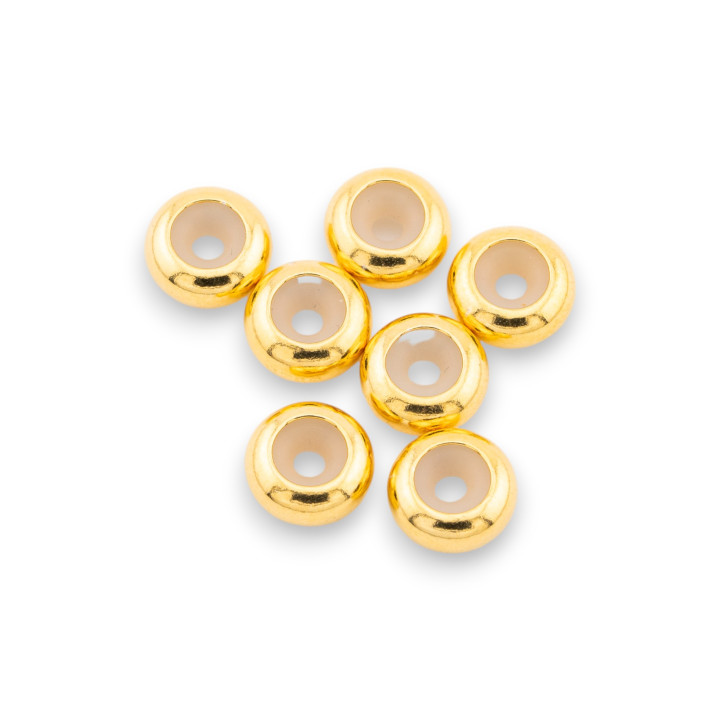 Distanziatore Di Argento 925 Con Gommino Bloccacharms 8mm 7 pz Dorato