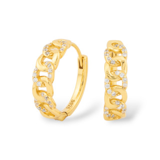 925 Silver Stud Earrings with Zirconed Hoop 5x18mm Golden