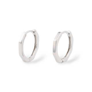 925 Silver Octagon Stud Earrings 15x2mm 3 Pairs Rhodium Plated