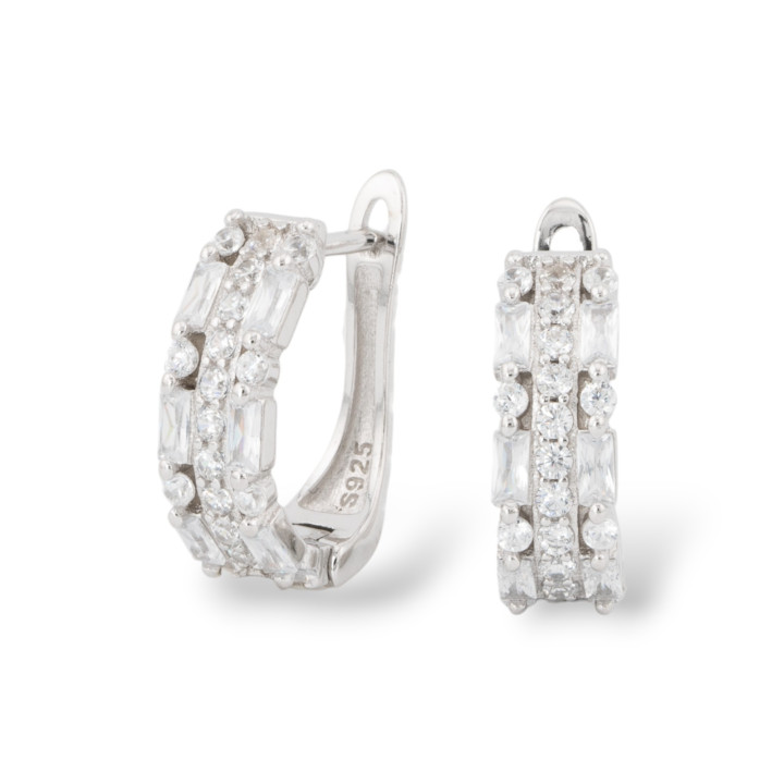 Κλειστά καρφιά σκουλαρίκια από ασήμι 925 με ζιργκόν Micropave 5x16mm 1 Ζευγάρι Λευκό Ρόδιο