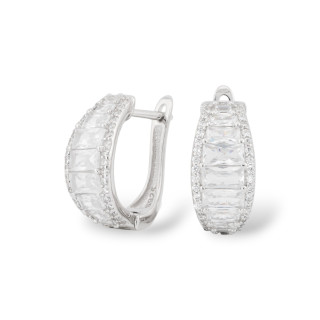 Pendientes Cerrados De Plata 925 Con Micropavé De Circonitas 8x16.5mm 1 Par Blanco Rodiado