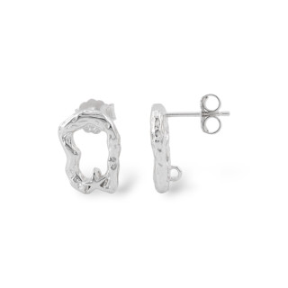 Basi Per Orecchini A Perno Di Argento 925 Fantasia 10x14mm 2 Coppie Rodiato