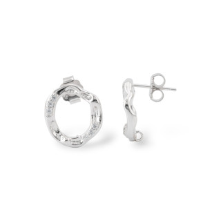 Basi Per Orecchini A Perno Di Argento 925 Fantasia Con Zirconi 14x15,5mm 2 Coppie Rodiato