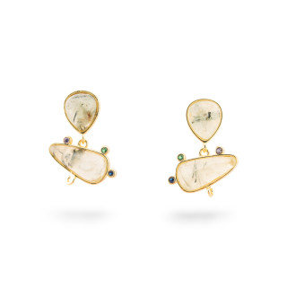 Basi Per Orecchini Di Bronzo A Perno Con Pietre Dure E Punti Luce 18x23mm 3 Paia Dorato Prenite