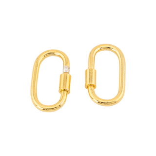 925 Silver Screw Clasp Oval 9x15mm 5pcs Gold