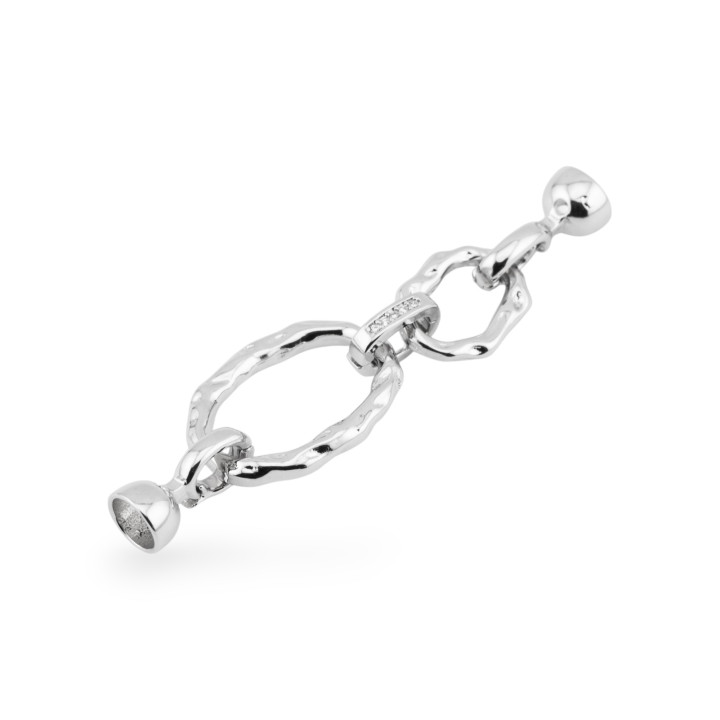 Cierre De Bronce 60x17mm Con Copas De 7mm 6 Piezas Chapado En Rodio