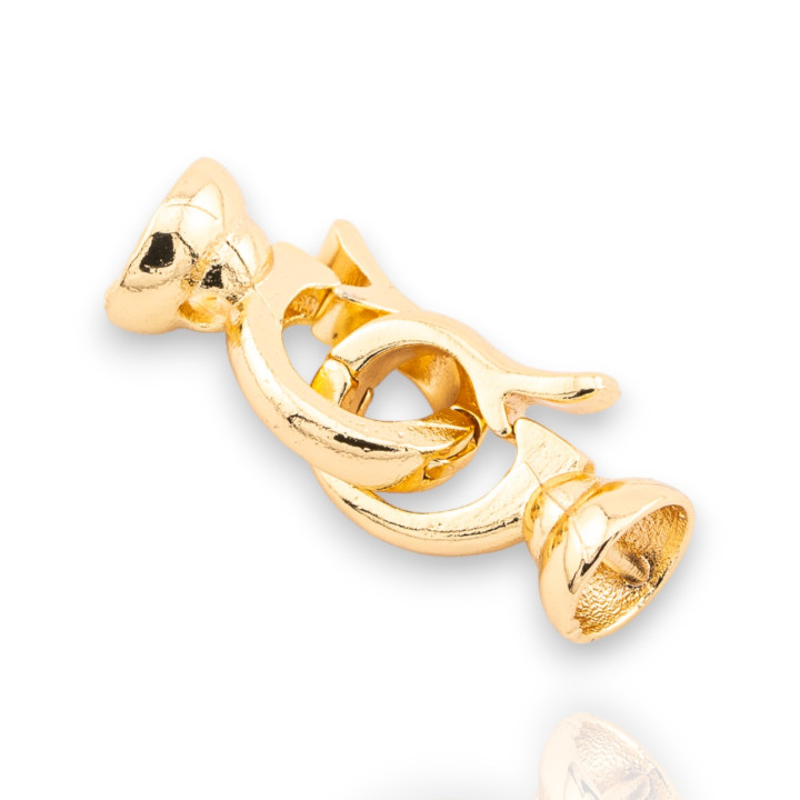 Chiusura Di Bronzo A Scatto Liscio 9x24mm Coppette Da 6,5mm 16pz Dorato