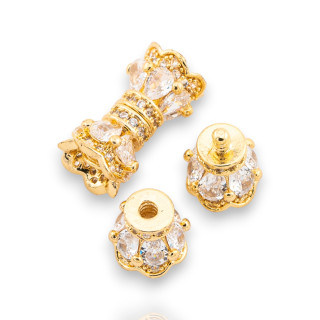 Chiusura Di Bronzo A Vite Con Zirconi 8x16mm 4pz Dorato