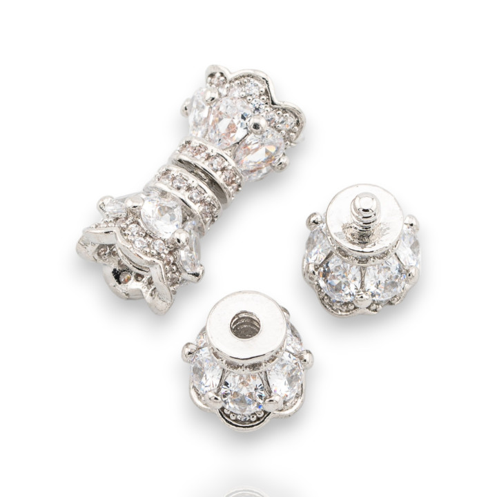 Chiusura Di Bronzo A Vite Con Zirconi 8x16mm 4pz Rodiato