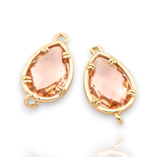 Χάλκινος σύνδεσμος Εξάρτημα με CZ Crystals Faceted Drop 10x19mm 18 τμχ με 2 δαχτυλίδια Champagne Gold