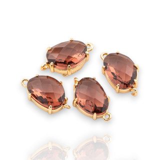 Composant de connecteur en bronze avec cristaux CZ à facettes irrégulières 8x14mm 22 pièces avec 2 anneaux violet-doré