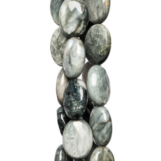 Flaches facettiertes ovales Falkenauge 20x30mm