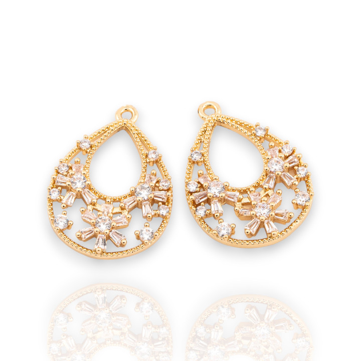 Bronze Pendant Component Drop 16.5x22mm 10pcs Gold Plated