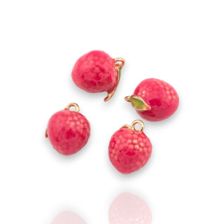 Componente Pendente Di Bronzo Smaltata Frutta 14pz Con 1 Anellino Dorato