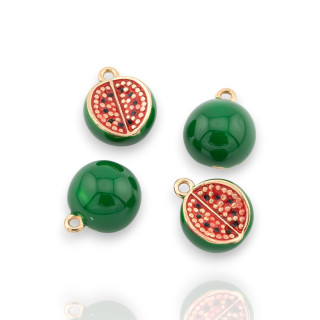 Componente Pendente Di Bronzo Smaltata Frutta 14pz Con 1 Anellino Dorato Fichi