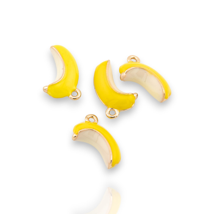 Componente colgante de fruta de bronce esmaltado 14 piezas con 1 anillo de plátano dorado