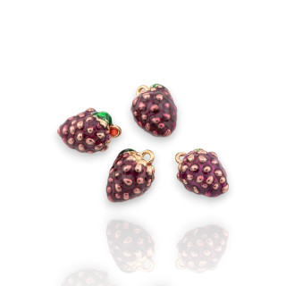 Componente Pendente Di Bronzo Smaltata Frutta 14pz Con 1 Anellino Dorato Frutti Di Bosco