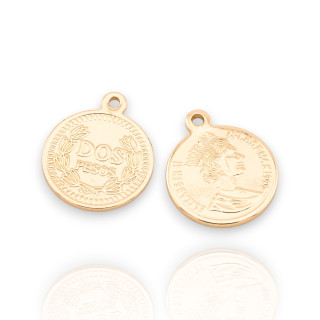 Runde Bronze-Anhängerkomponente, 13 mm, Münze, 50 Stück, golden