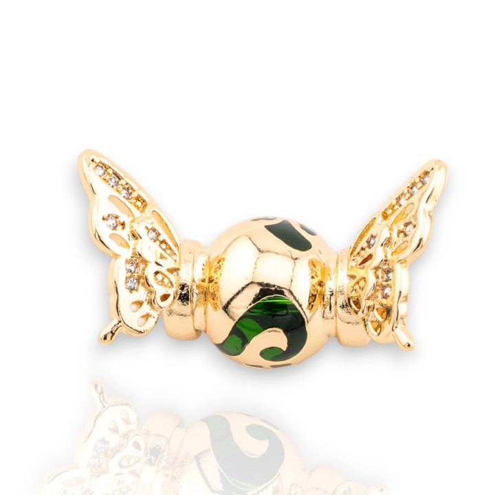 Bronze-Verbinder-Abstandshalter mit Zirkonen, 26 x 10 mm, 7 Stück, goldfarben, MOD2