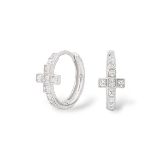 Pendientes Cerrados De Plata 925 Con Micropavé De Circonitas 7x15mm 1 Par Blanco Rodiado