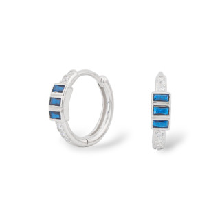Geschlossene Ohrstecker aus 925er Silber mit Micropave-Zirkonen 7x15mm, 1 Paar rhodiniert in Saphirblau
