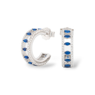 Pendientes de plata 925 con micropavé de circonitas 5,5x17,5 mm, 1 par azul zafiro rodiado