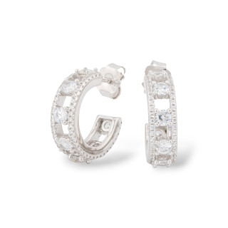 Pendientes de plata 925 con micropavé de circonitas de 5,5 x 18 mm, 1 par chapado en rodio blanco