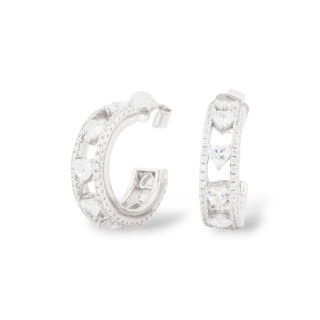 Boucles d'Oreilles Puces Argent 925 Avec Zircons Micropavés 5.5x18mm 1 Paire Plaqué Rhodium Blanc