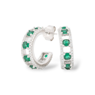 Pendientes de plata 925 con micropavé de circonitas de 5,5 x 18 mm, 1 par chapado en rodio verde esmeralda