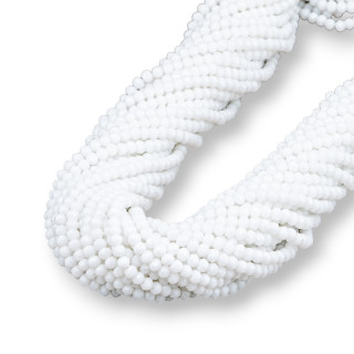 Perline Di Cristalli Rondelle Sfaccettate 4x3mm 100 FILI Su Filo Di Cotone Pronti all'uso Bianco