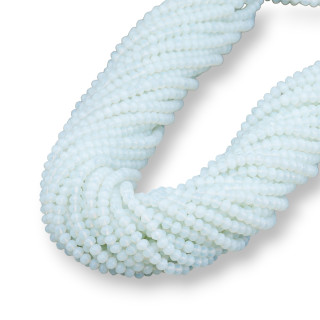 Perles de Cristal Rondelle Facette 4x3mm 100 BRINS sur Fil de Coton Prêt à l'emploi Opale Blanche