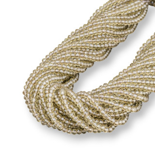 Perline Di Cristalli Rondelle Sfaccettate 4x3mm 100 FILI Su Filo Di Cotone Pronti all'uso Fume'