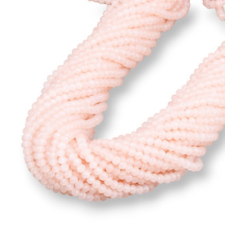 Perles de Cristal Rondelle Facette 4x3mm 100 BRINS sur Fil de Coton Prêt à l'emploi Rose Clair