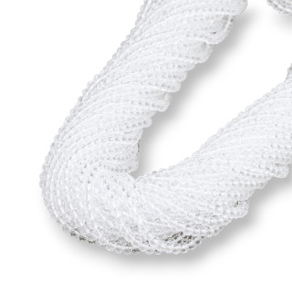 Kristallperlen, facettierte Rondelle, 4 x 3 mm, 100 Stränge auf Baumwollfaden, gebrauchsfertig, transparent