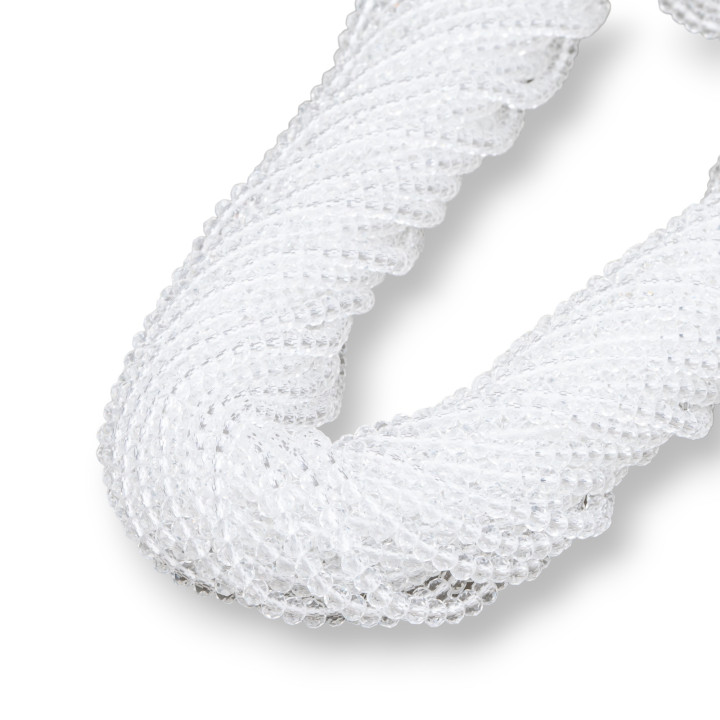 Crystal Beads Faceted Rondelles 4x3mm 100 STRANDS On Cotton Thread Ready to Use Transparent