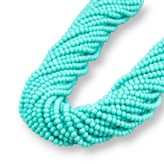 Crystal Beads Faceted Rondelles 4x3mm 100 STRANDS On Cotton Thread Ready to Use Turquoise