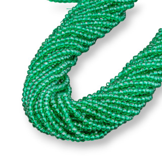 Crystal Beads Faceted Rondelles 4x3mm 100 STRANDS On Cotton Thread Ready to Use Green