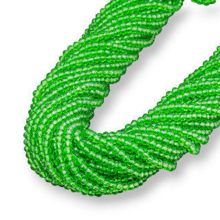 Cuentas de Cristal Rondelle Facetadas 4x3mm 100 HILOS en Hilo de Algodón Listo para usar Verde Claro