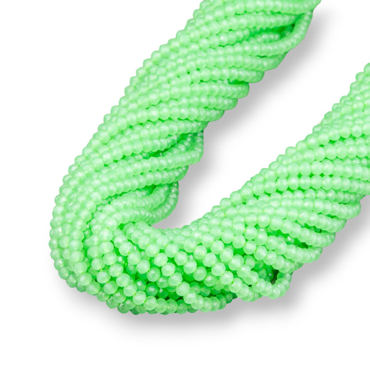 Κρυστάλλινες χάντρες Faceted Rondelle 4x3mm 100 STRANDS σε βαμβακερή κλωστή Έτοιμη για χρήση Opal Green